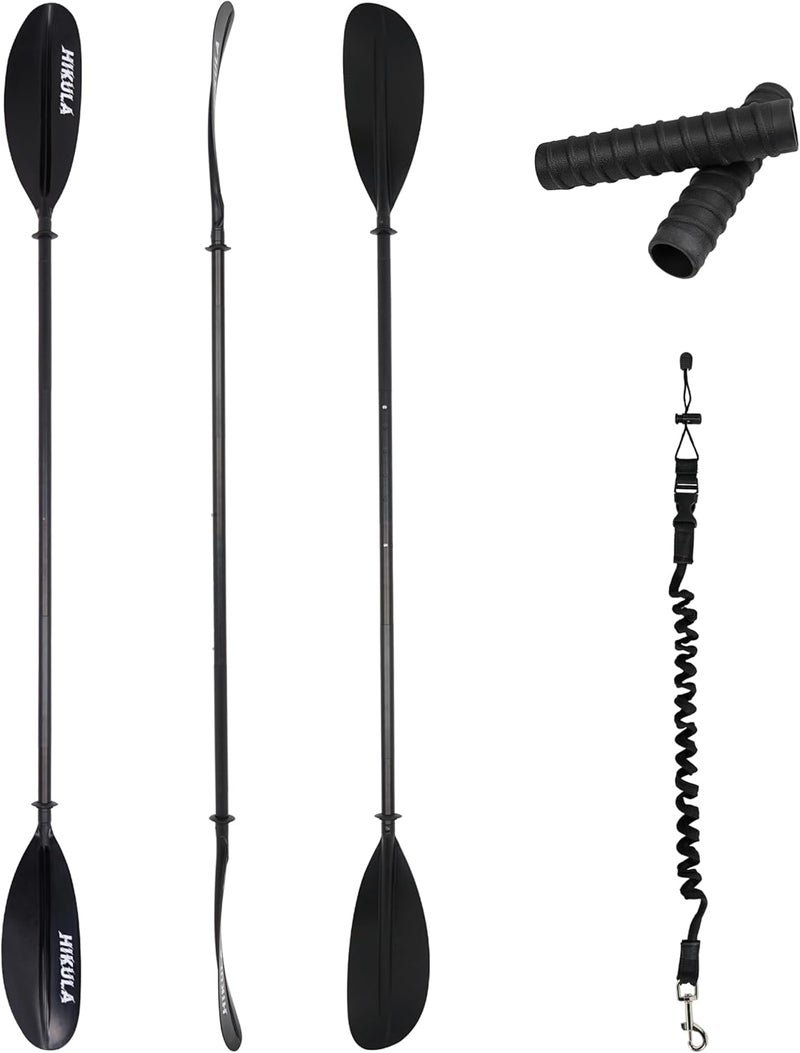 HIKULA Kayak Paddles Aluminum Shaft Paddle with Nylon Blades, Floating Adjustable Kayaking Oars, 3 Piece, 220-240cm/86-94 Inches,Black/Rose/Teal - Image 1